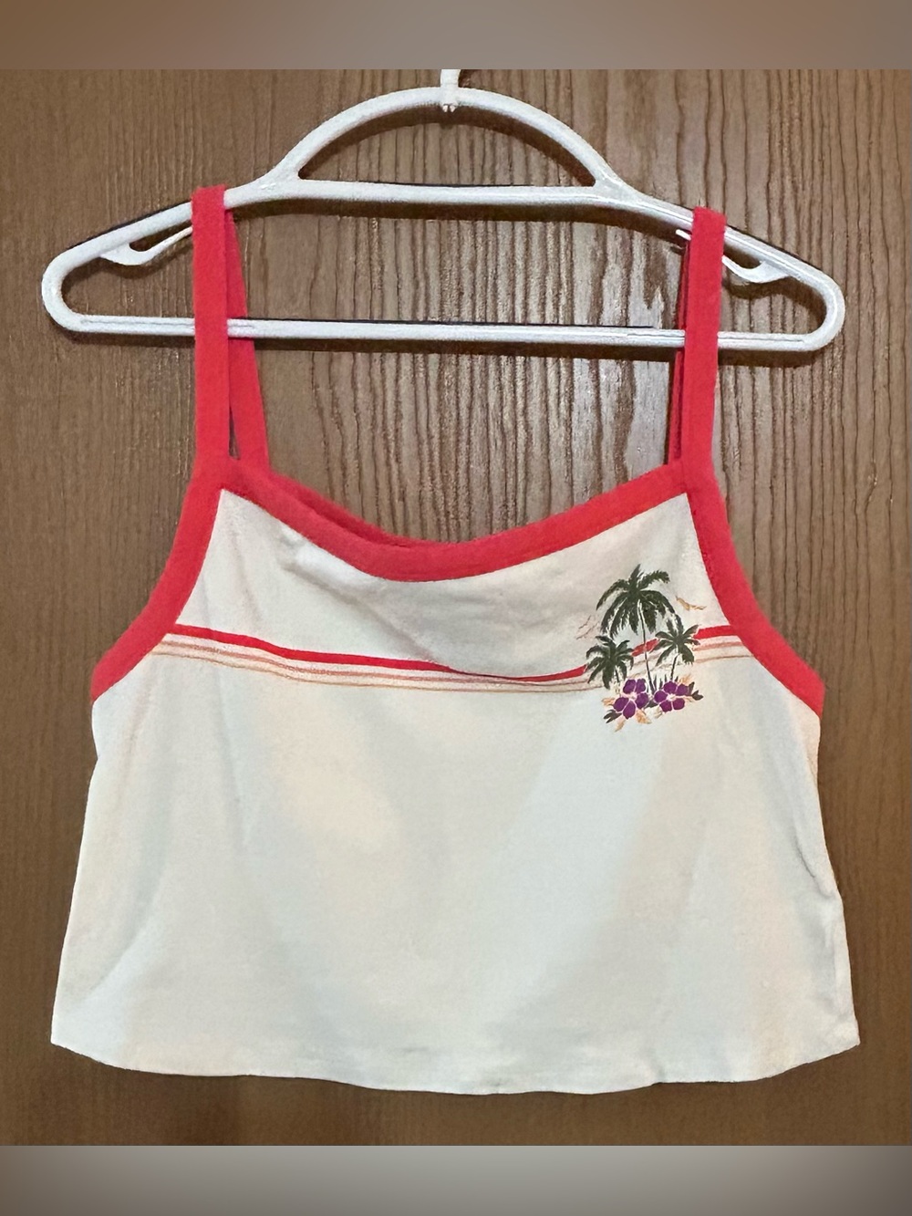 SO Palm Tree Graphic Cropped Tank Top Junior’s